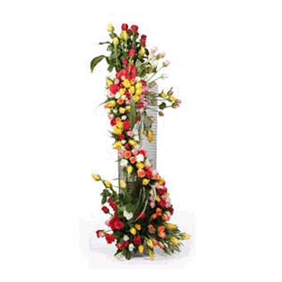 beautiful four foot tall stand arrangement of flowers