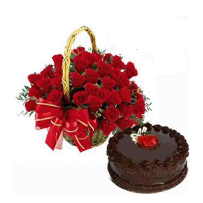 Send bunch of roses and cake to solapur