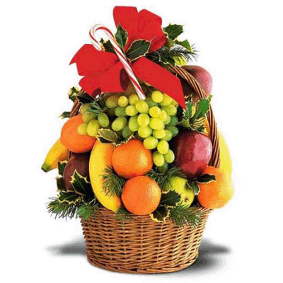 send Fresh Fruits in a cane basket to bellary