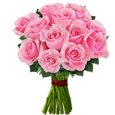 send Bunch of 12 Pink Roses to solapur