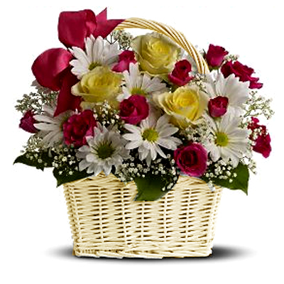 Send Basket of mixed flowers arrangements to solapur